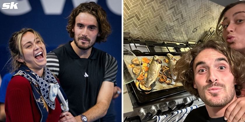 Paula Badosa and Stefanos Tsitsipas partner up in the kitchen to prepare  food during pre-season in Dubai