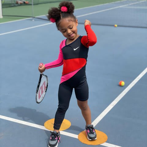 Serena Williams' daughter Olympia wears mini catsuit