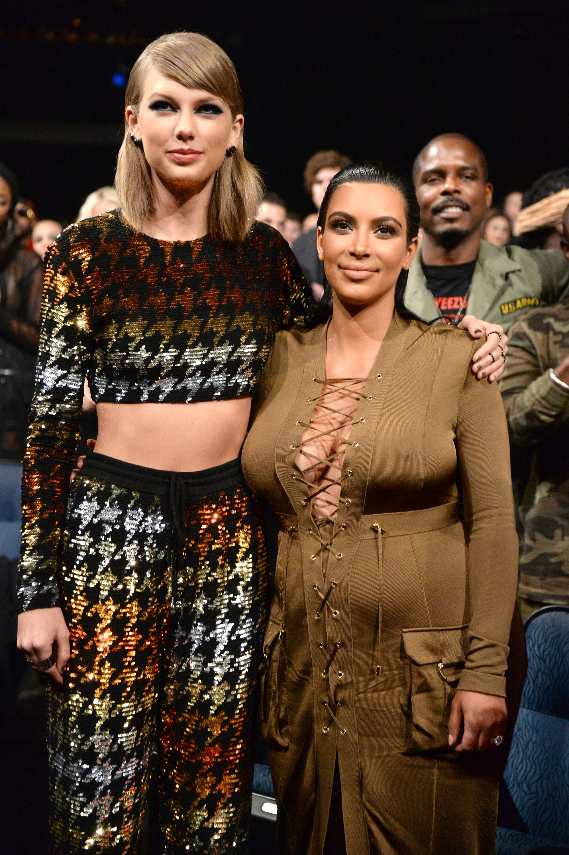 Taylor Swift and Kim Kardashian at the 2015 MTV Video Music Awards.