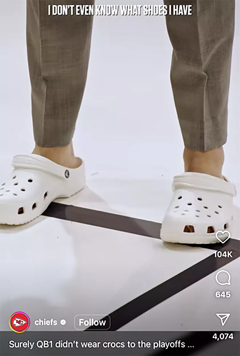 Brittany Mahoмes Trolls Patrick for Wearing Crocs on Photoshoot: 'I Def Packed Hiм Other Shoes