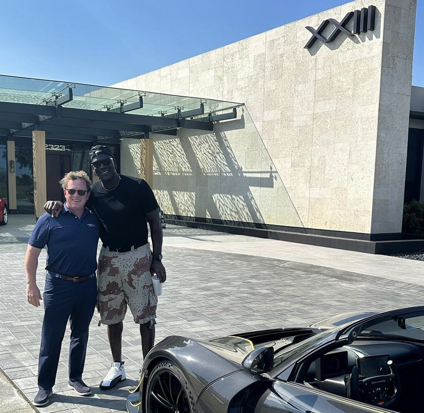 CEO John Hennessey with JMichael Jordan and the Hall of Famer's new car, the Hennessey Venom F5 Roadster.