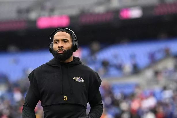 Odell Beckham Jr warms up before an NFL game