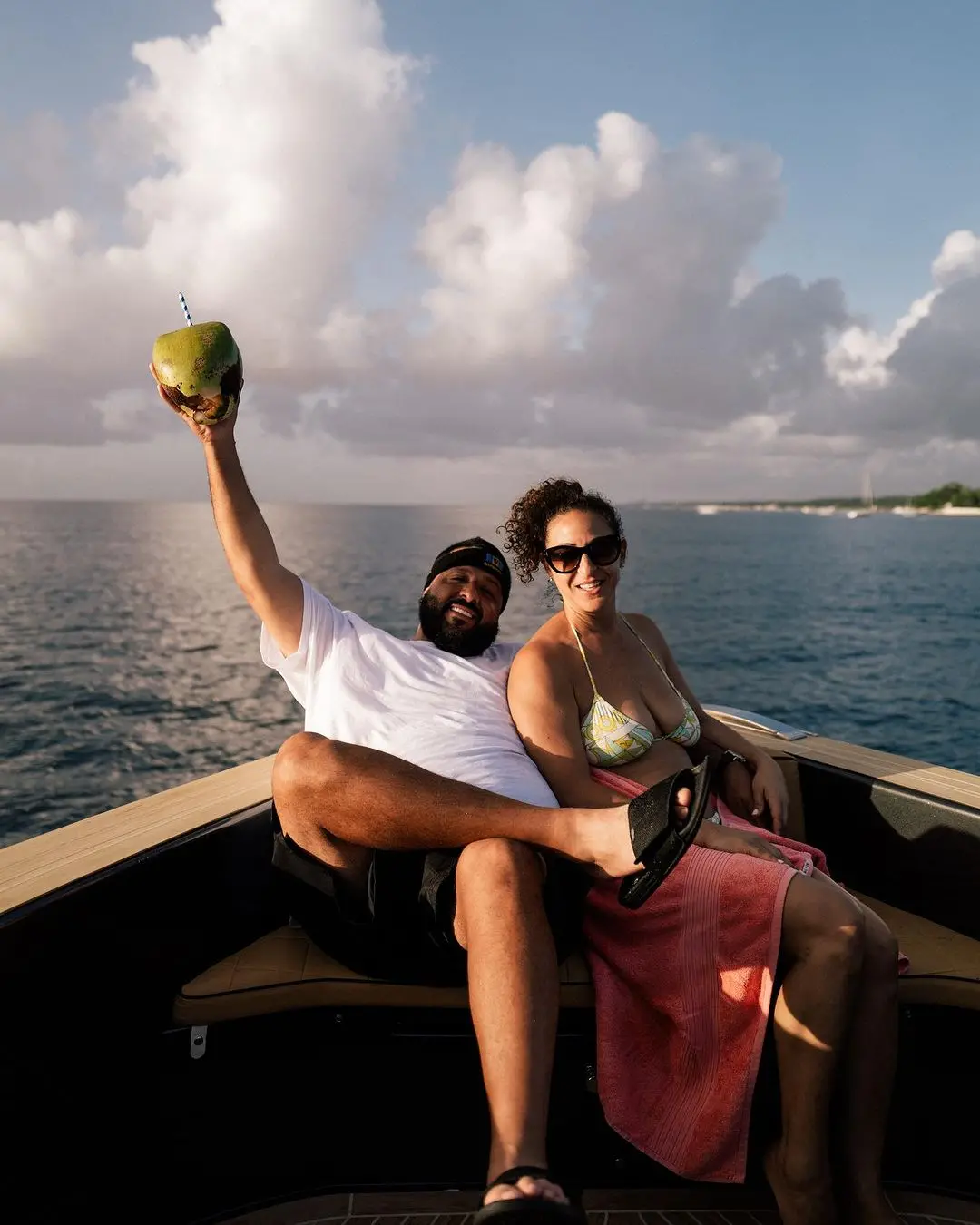 Seaside Serenity: DJ Khaled, Family and Rick Ross Enjoy the Joy of Fresh Coconut Water on a Luxury Cruise